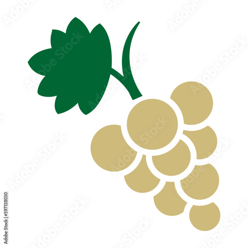 green grapes with leaf flat vector icon for food apps isolated