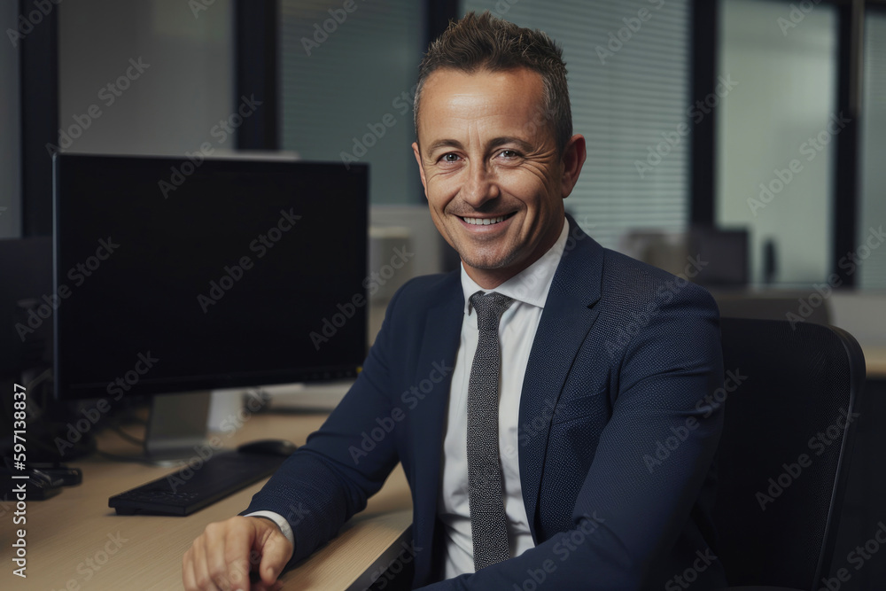 Man in a modern office. Generative AI Man in a modern office. Generative AI