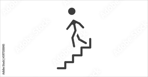 downstairs icon. Filled downstairs icon from people and relation collection. Glyph vector. Editable downstairs symbol can be used web and mobile