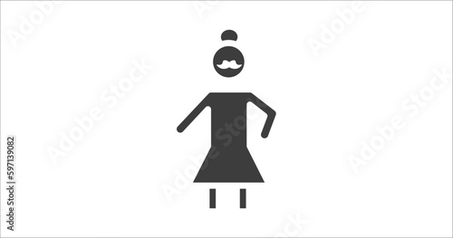 bearded woman icon. Filled bearded woman icon from people and relation collection. Glyph vector. Editable bearded woman symbol can be used web and mobile