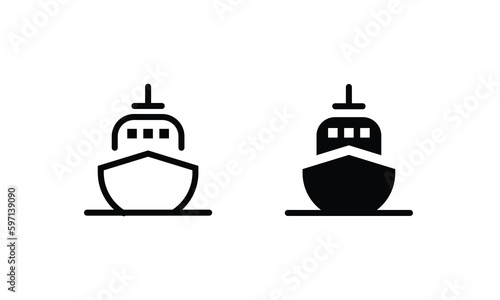 Ship icons. Shipping Cruise vector, transportation icon vector symbol logo illustration line editable stroke flat design style isolated on white