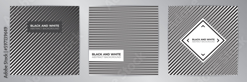 Modern banner design set. Black and white background poster. Vector set.