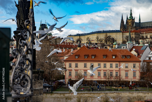 Old Street in Prague at the morning, downtown, Czech Republic, European travel