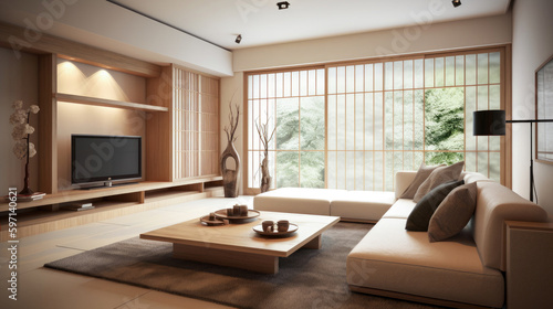 Living room for interior architecture with Japan style  Contemporary Japanese style with a focus on minimalism