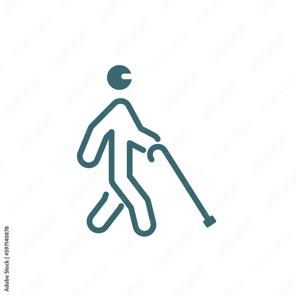 blindman with cane icon. Filled blindman with cane icon from behavior and action collection. Glyph vector isolated on white background. Editable blindman with cane symbol can be used web and mobile blindman with cane icon. Filled blindman with cane icon from behavior and action collection. Glyph vector isolated on white background. Editable blindman with cane symbol can be used web and mobile