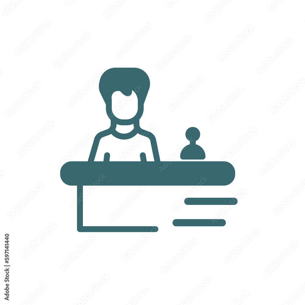 receptionist icon. Filled receptionist icon from hotel and restaurant collection. Glyph vector isolated on white background. Editable receptionist symbol can be used web and mobile receptionist icon. Filled receptionist icon from hotel and restaurant collection. Glyph vector isolated on white background. Editable receptionist symbol can be used web and mobile