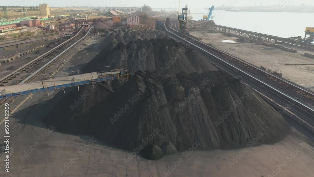 transshipment of ore in the seaport. Ukraine, Odessa transshipment of ore in the seaport. Ukraine, Odessa