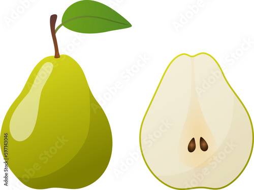 Green pear vegetable vector sketch