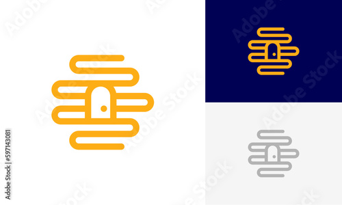 honey home, bee house logo design vector