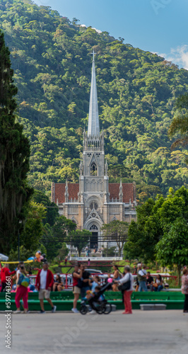 Beautiful Petropolis Cathedral in a lush green mountain landscape