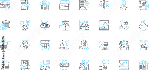 Wealth funds linear icons set. Investments, Diversification, Capital, Management, Growth, Returns, Portfolios line vector and concept signs. Equity,Assets,Sovereign outline illustrations