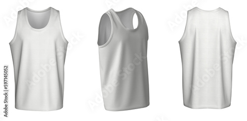 Foto Tank Top - White, template, from three sides, isolated on white background