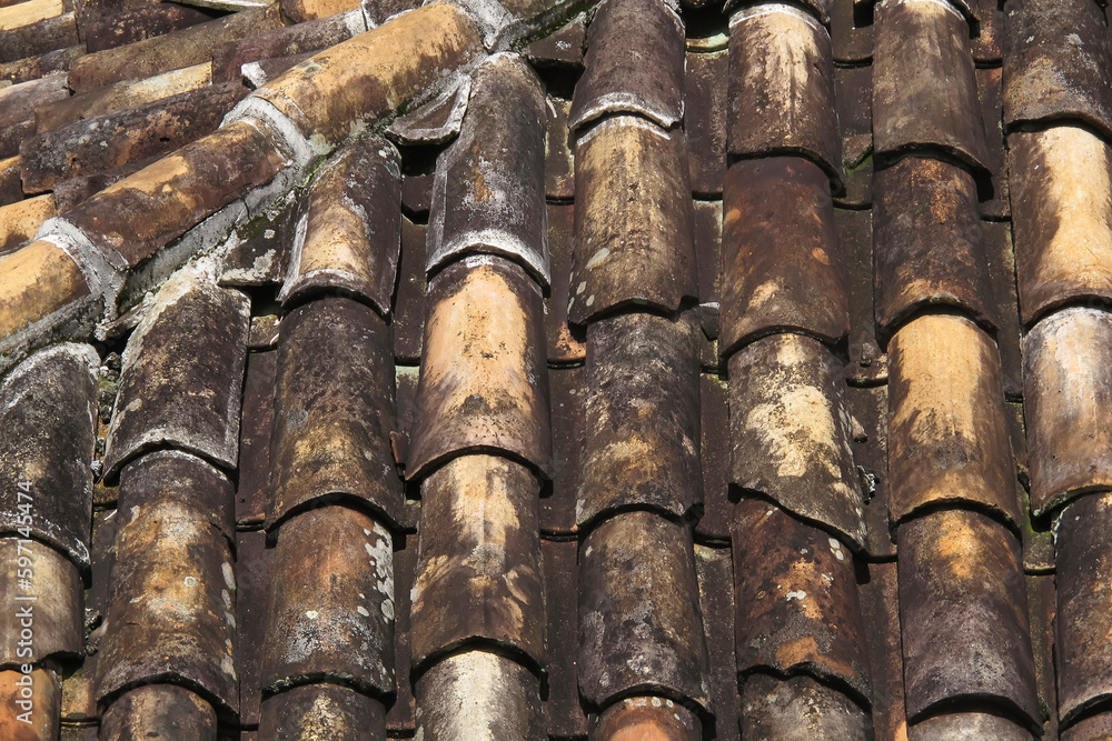 old roof from the colonial period, detail