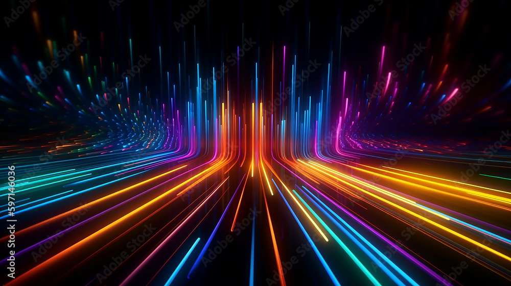 Abstract spectrum background, bright orange blue neon rays and colorful glowing lines, generative AI tools Abstract spectrum background, bright orange blue neon rays and colorful glowing lines, generative AI tools