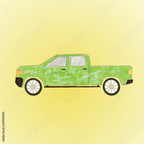 Car on yellow background. vector illustration.
