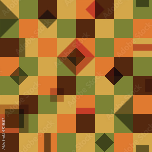 Abstract geometric shapes pattern. Modern mid century style. Seamless pattern in retro colors.