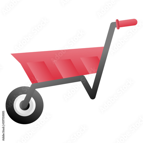 wheelbarrow icon, simple flat gradient icon
