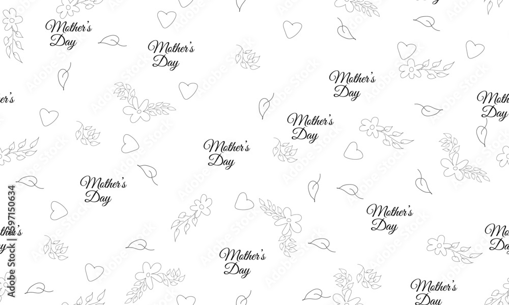 hand drawn doodle seamless mother art pattern,mother day pattern,mother love,heart,flower seamless pattern,hand drawn pattern