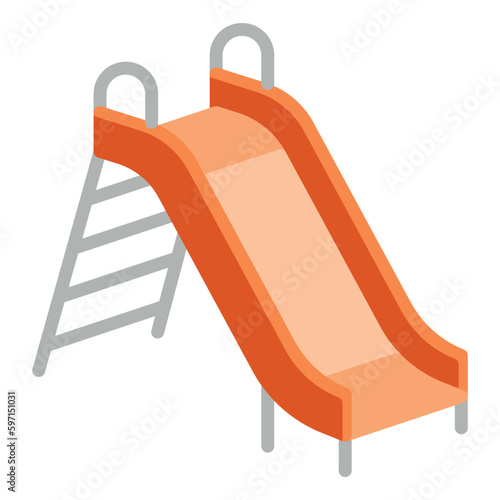 Playground slide vector icon 3D icon. Isolated flat children playing area sign design.