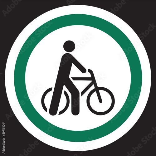 Walk Your Bicycle Symbol vector road park sign sticker design.