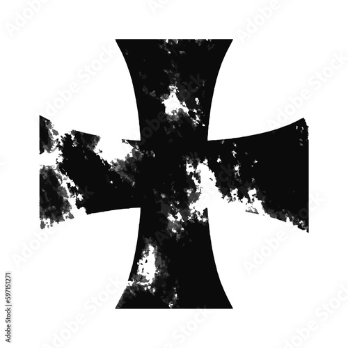 Black grunge medieval Maltese Templar cross. Christianity sign. Knights Templar crusader symbol. Vector illustration