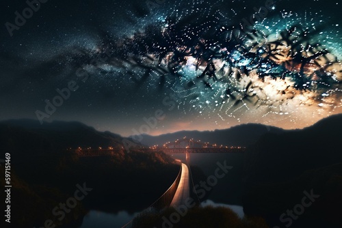 A celestial bridge spanning across endless skies. Generative AI