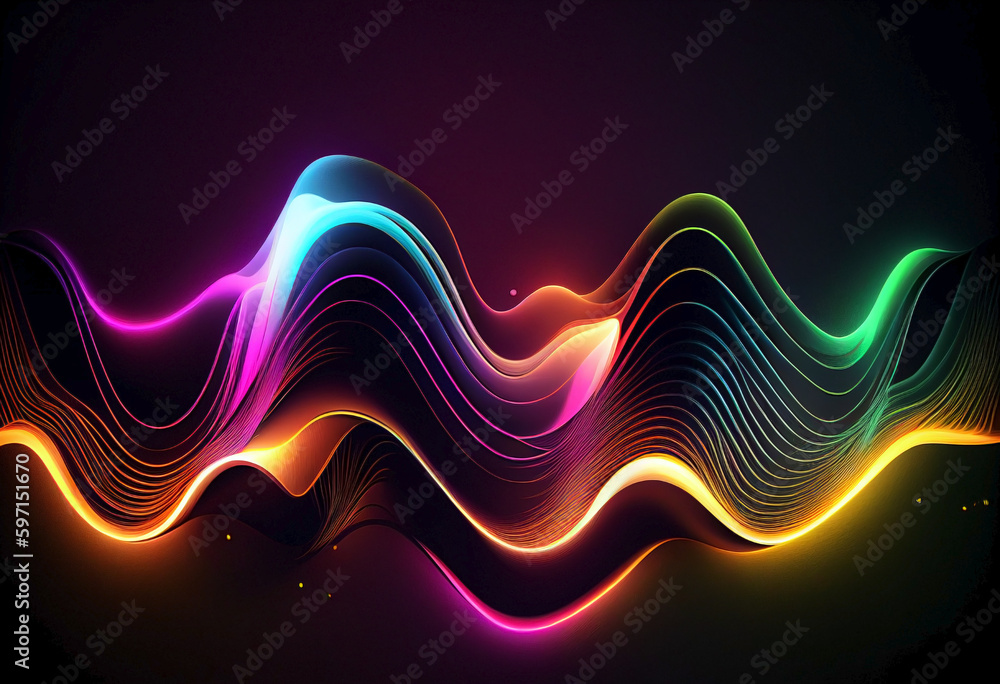 Waving curved lines moving full of bright colors. Ai generated. Waving curved lines moving full of bright colors. Ai generated.