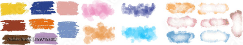 Set of colorful png watercolor backgrounds for poster, brochure or flyer, Bundle of watercolor posters, flyers or cards. Banner template.