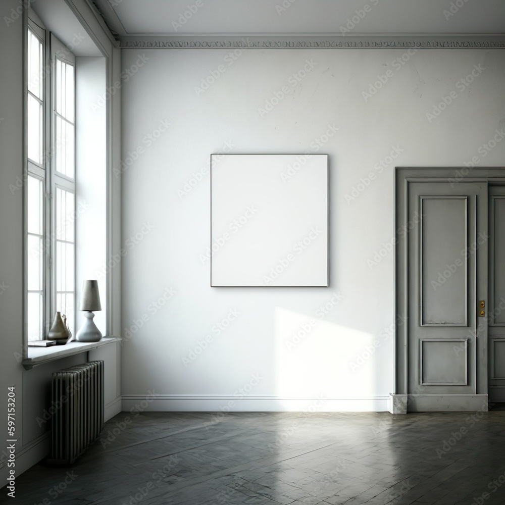 Blank Square Canvas in Designer Apartment on a white Wall, Background for Print on Demand Product Images/Pictures Blank Square Canvas in Designer Apartment on a white Wall, Background for Print on Demand Product Images/Pictures