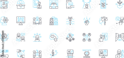 United communities linear icons set. Togetherness, Unity, Collaboration, Solidarity, Diversity, Inclusivity, Cooperation line vector and concept signs. Neighborliness,Bridging,Empathy outline