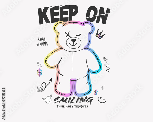teddy bear with graffiti urban style  etc 