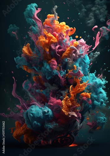 Magical Colorful Smokes. Generative Ai © hellozeto studio