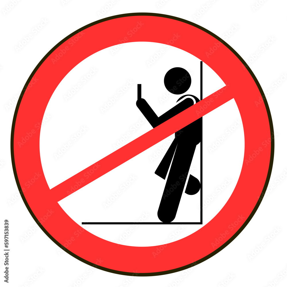 Vetor de ISO 7010 P041No leaning against. Vector illustration of red ...