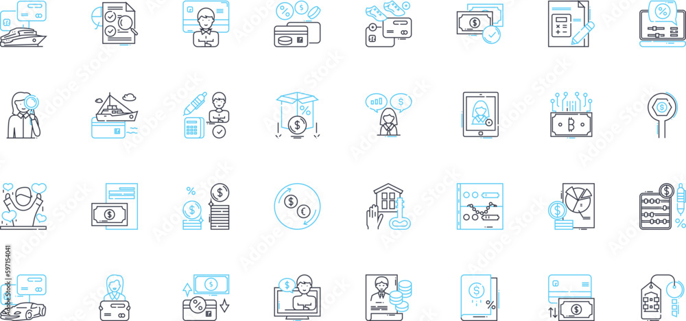 Banking services linear icons set. Deposits, Withdrawals, Loans, Mortgages, Investments, Savings, Checking line vector and concept signs. Credit,Debit,Overdraft outline illustrations Banking services linear icons set. Deposits, Withdrawals, Loans, Mortgages, Investments, Savings, Checking line vector and concept signs. Credit,Debit,Overdraft outline illustrations