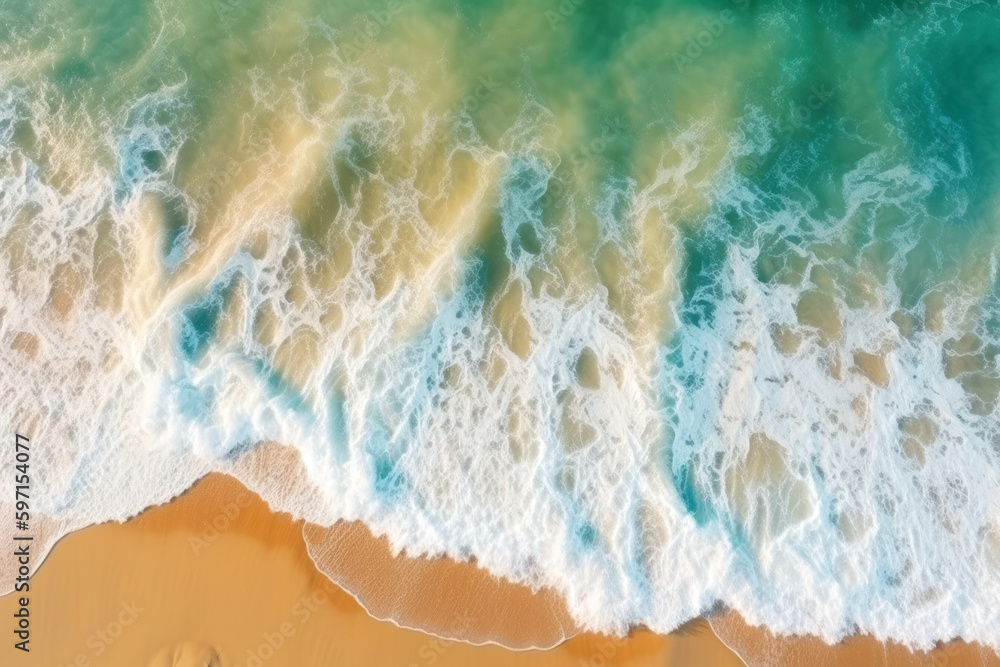 Ocean waves on the beach, created with Generative AI technology Ocean waves on the beach, created with Generative AI technology