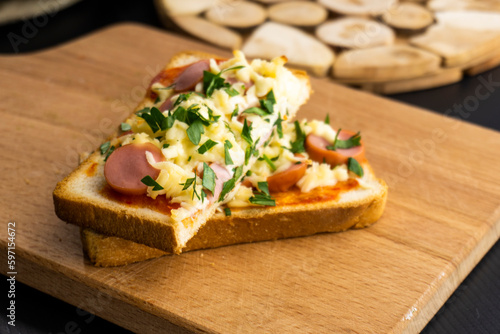 Mini sandwich pizza. Food concept .slices of bread