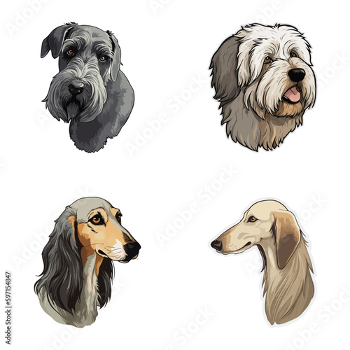 Dogs3 Flat Icon Set Isolated On White Background