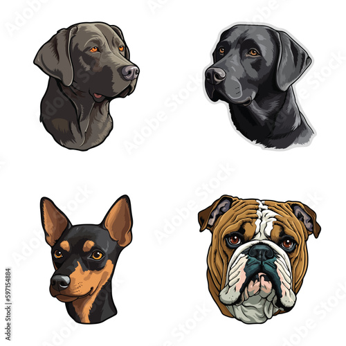 Dogs3 Flat Icon Set Isolated On White Background