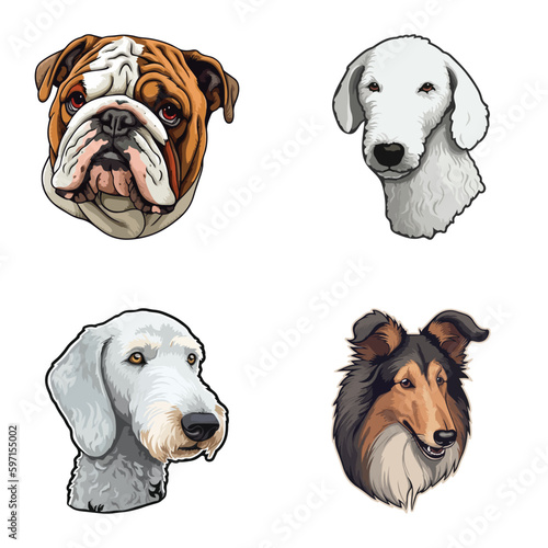 Dogs3 Flat Icon Set Isolated On White Background