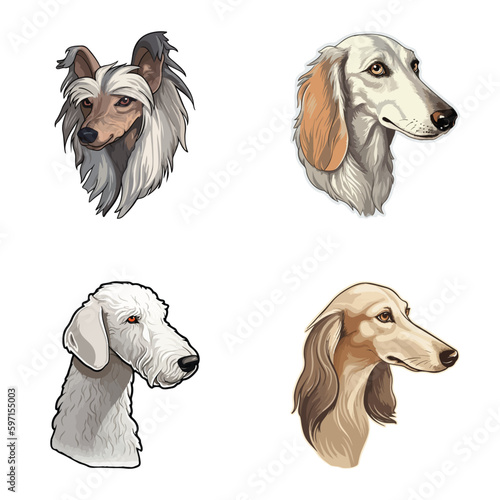 Dogs3 Flat Icon Set Isolated On White Background