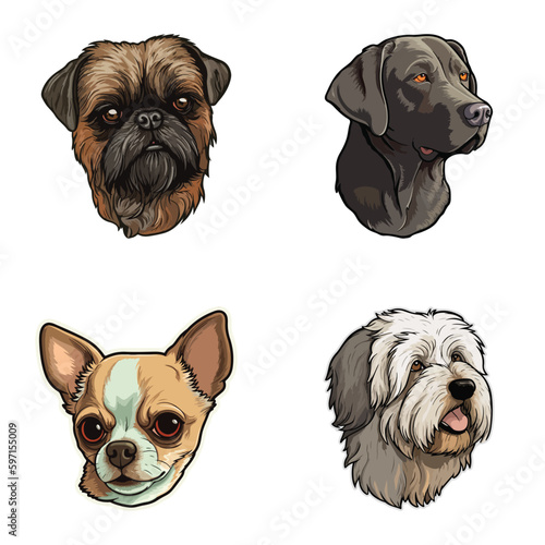 Dogs3 Flat Icon Set Isolated On White Background