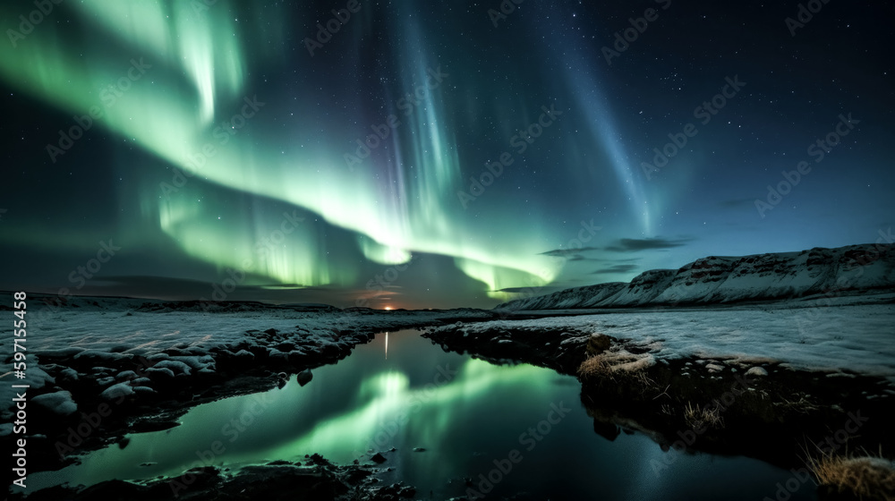 Aurora borealis was captured in a png file - generative ai.