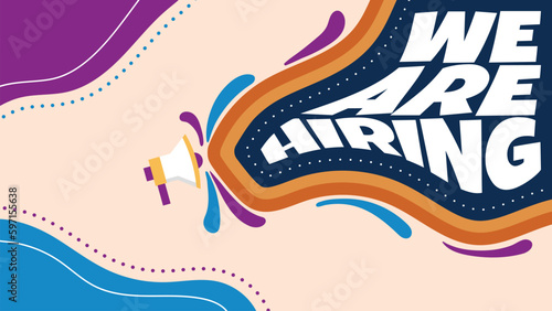 Illustration of hiring job flyer is suitable for presentations or announcements of the opening of a job or other.