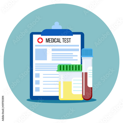 Flat design of blood and urine test for medical and healthcare. Illustration for websites, landing pages, mobile applications, posters and banners. Trendy flat vector illustration