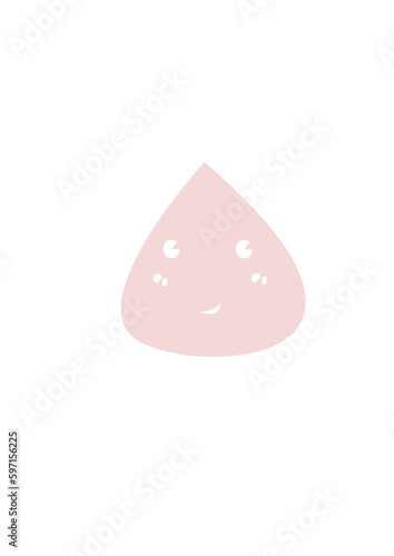 vector illustration of a cute pink raindrop face icon