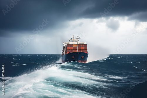 International container cargo ship, freight transportation, shipping, nautical vessel, generative ai.