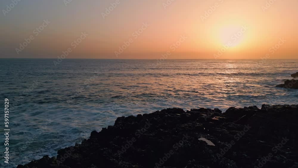 Beach waves rippling landscape at morning coast. Drone view ocean surf nature Beach waves rippling landscape at morning coast. Drone view ocean surf nature
