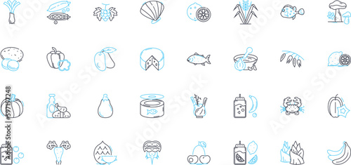 Organic energy linear icons set. Renewables, Sustainable, Natural, Holistic, Thrive, Nourish, Balance line vector and concept signs. Vitality,Clean,Cleanse outline illustrations