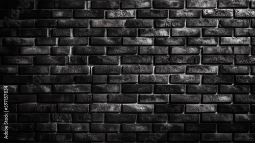 Black brick wall  old texture of red stone blocks. Generative Ai
