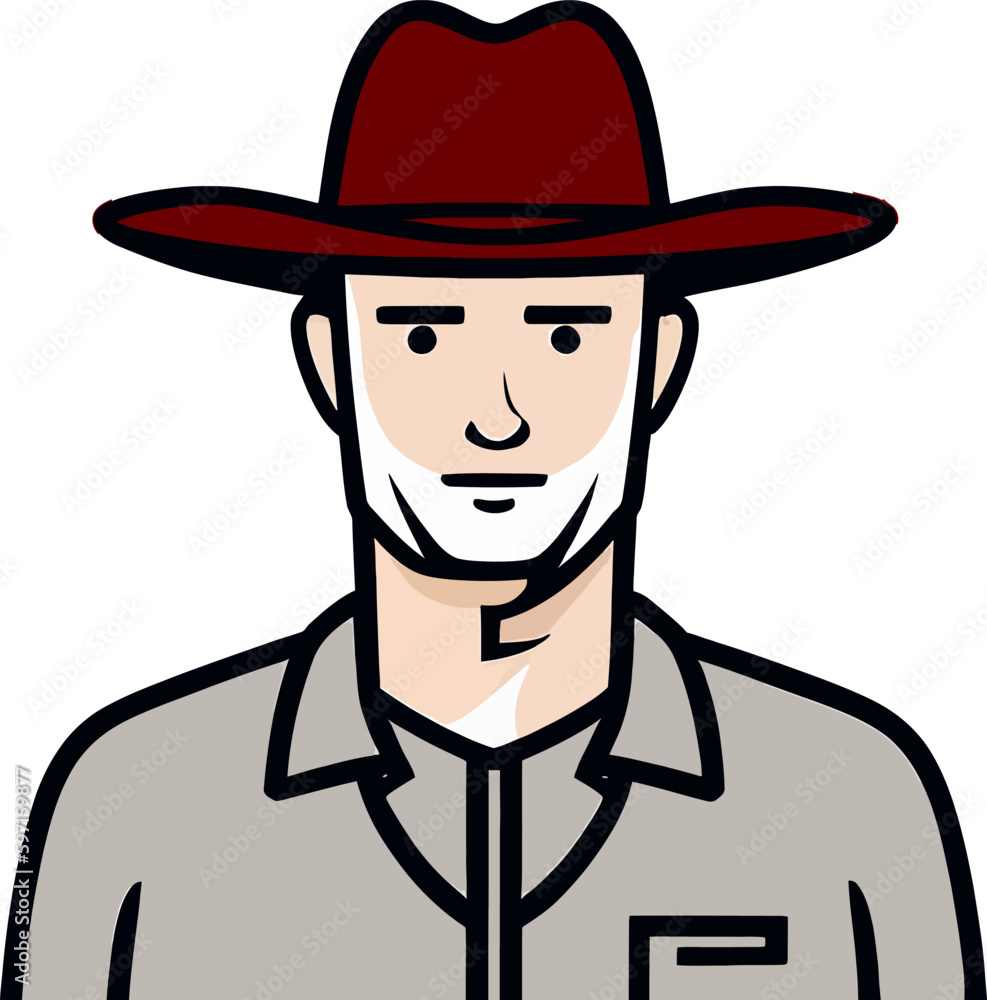 Cowboy multicolor vector illustration isolated on white background